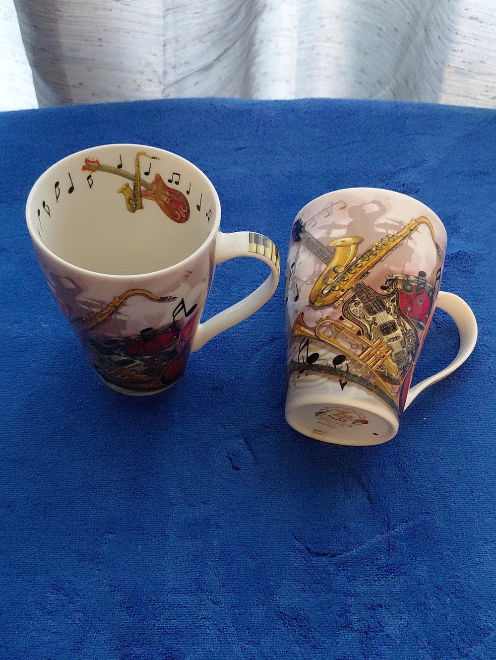 Vintage Cardew Rock And Roll Music-Themed  Bone China Mugs. Mint